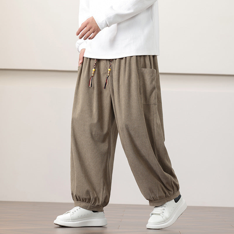 Pantalon Sarouel Velours Côtelé – Style Chinois Automne
