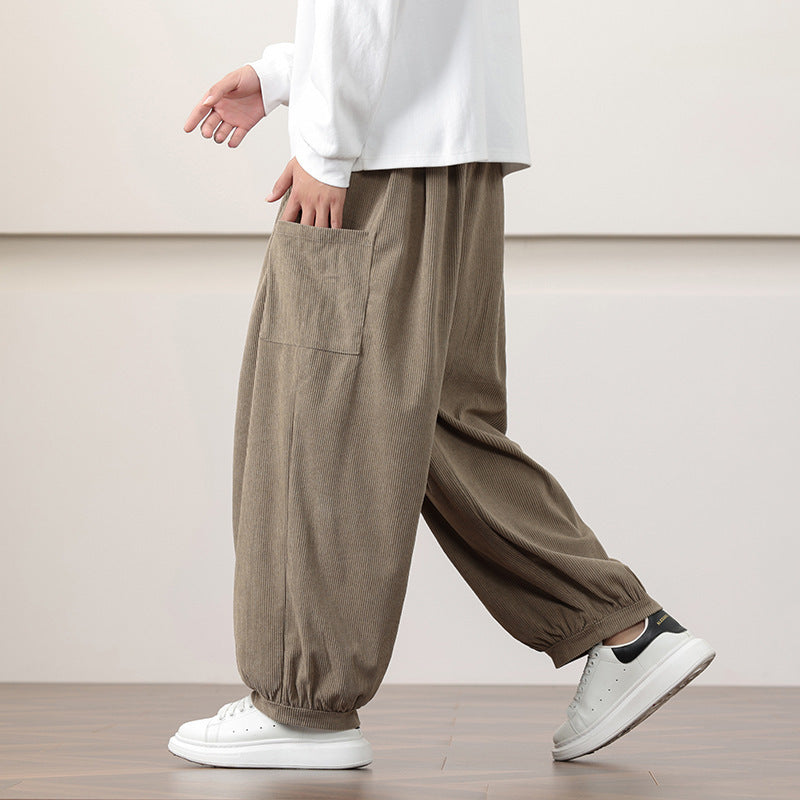 Pantalon Sarouel Velours Côtelé – Style Chinois Automne