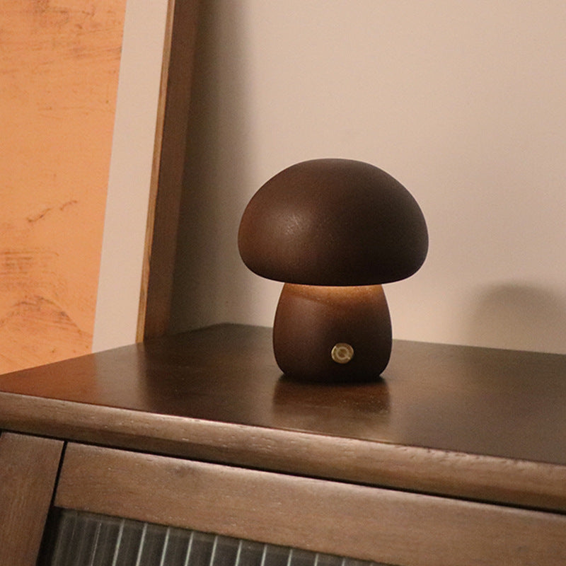 Veilleuse LED champignon en bois