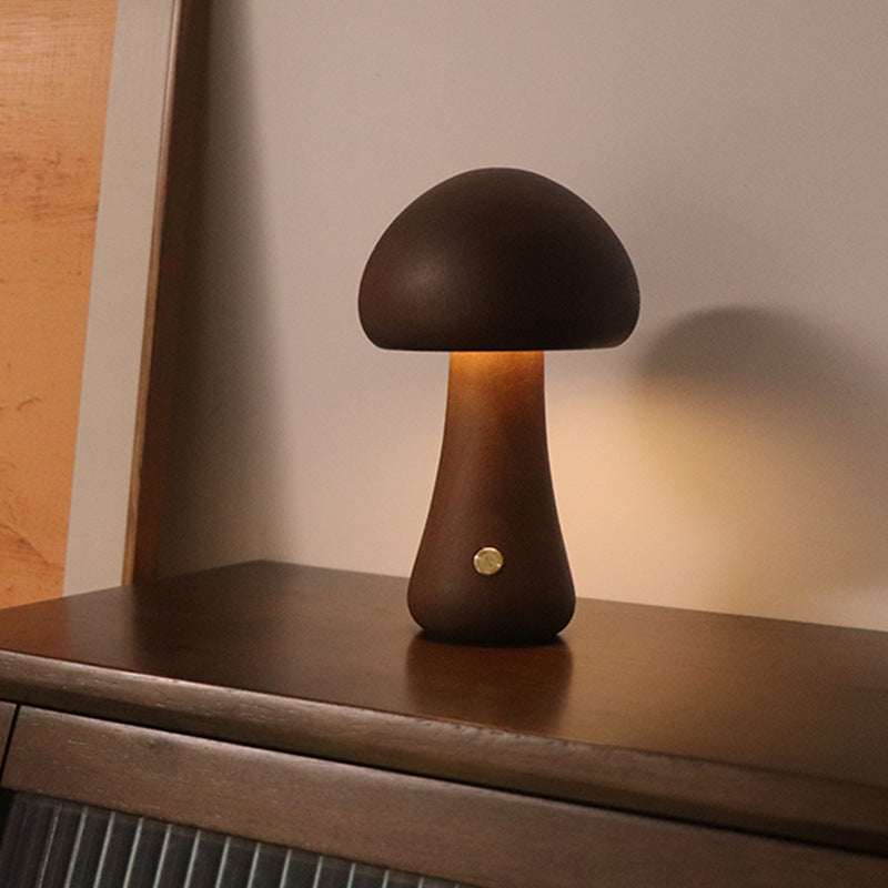 Veilleuse LED champignon en bois