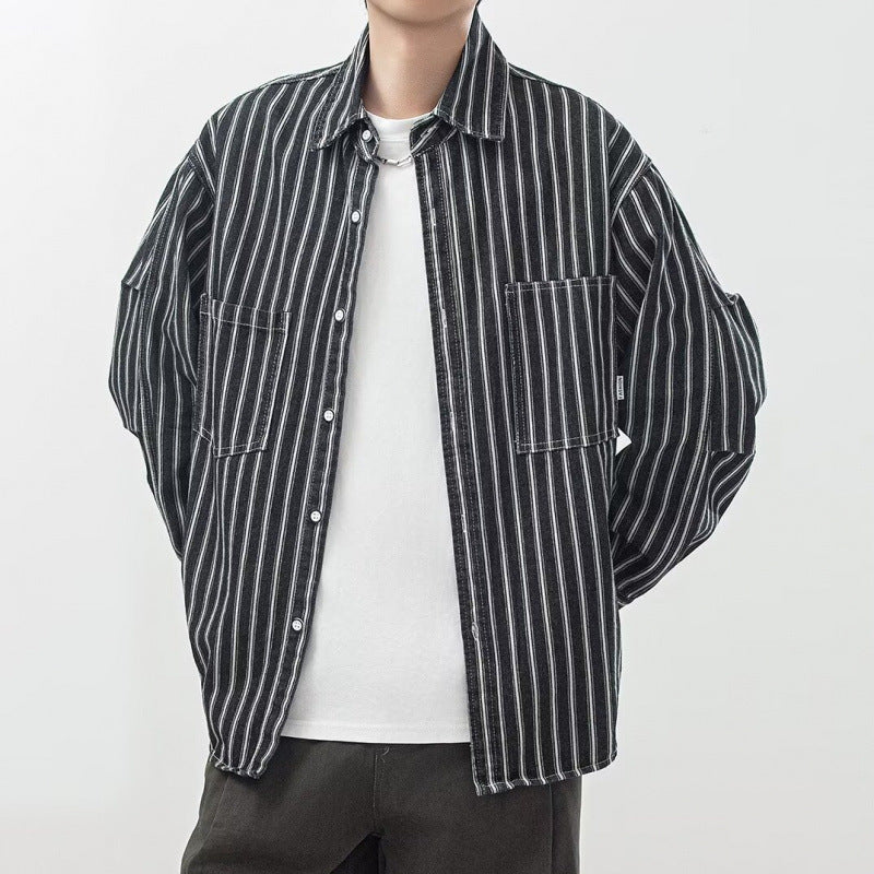 Chemise Rayures Verticales – Style Workwear Vintage Américain