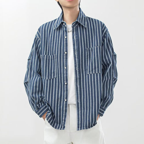 Chemise Rayures Verticales – Style Workwear Vintage Américain