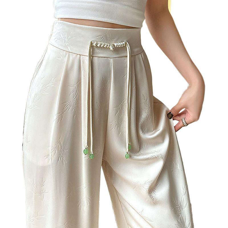 Pantalon décontracté jacquard fin
