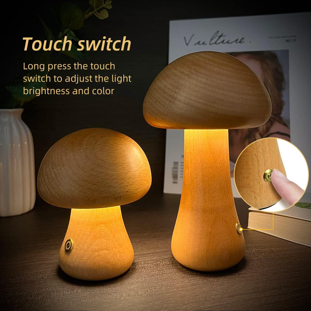 Veilleuse LED champignon en bois