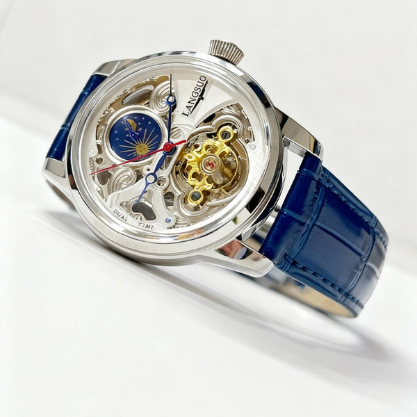 Montre mécanique à tourbillon et phasé de lune