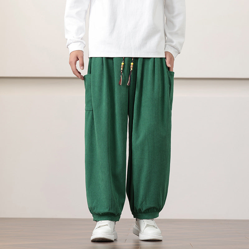 Pantalon Sarouel Velours Côtelé – Style Chinois Automne