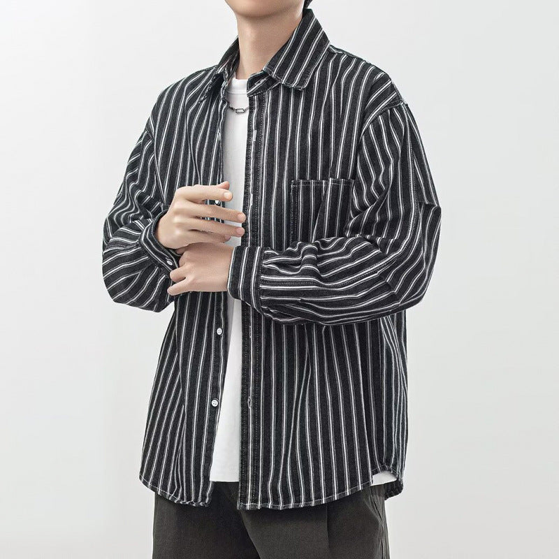 Chemise Rayures Verticales – Style Workwear Vintage Américain