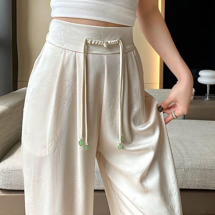 Pantalon décontracté jacquard fin