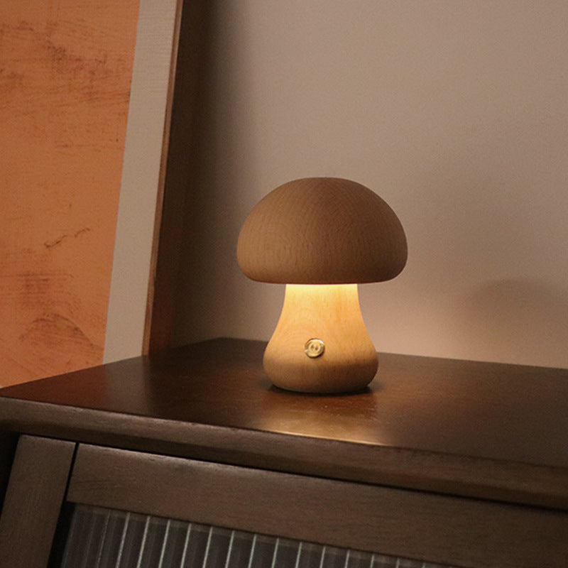 Veilleuse LED champignon en bois