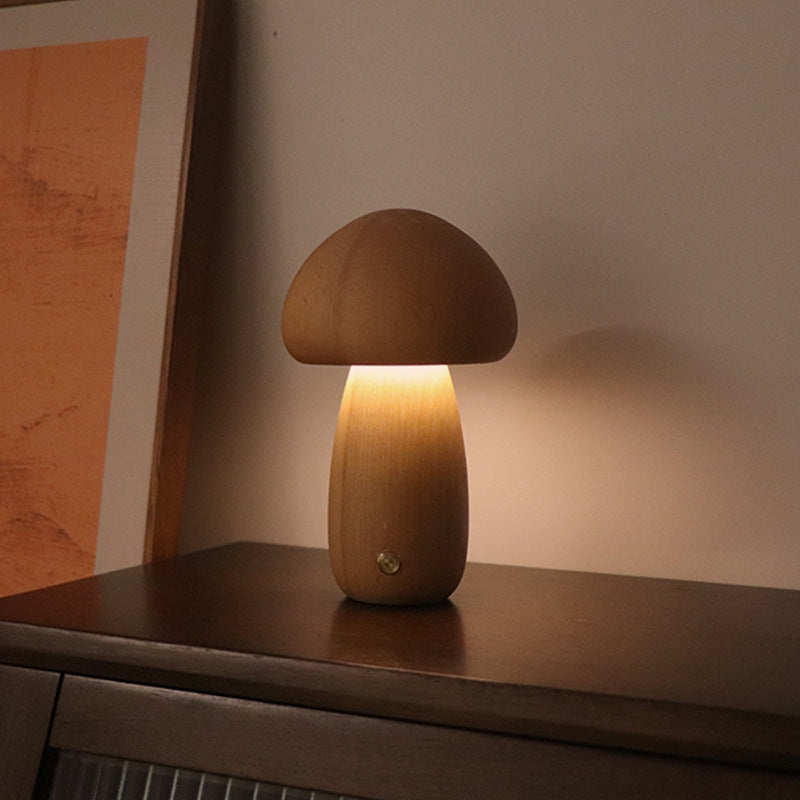 Veilleuse LED champignon en bois