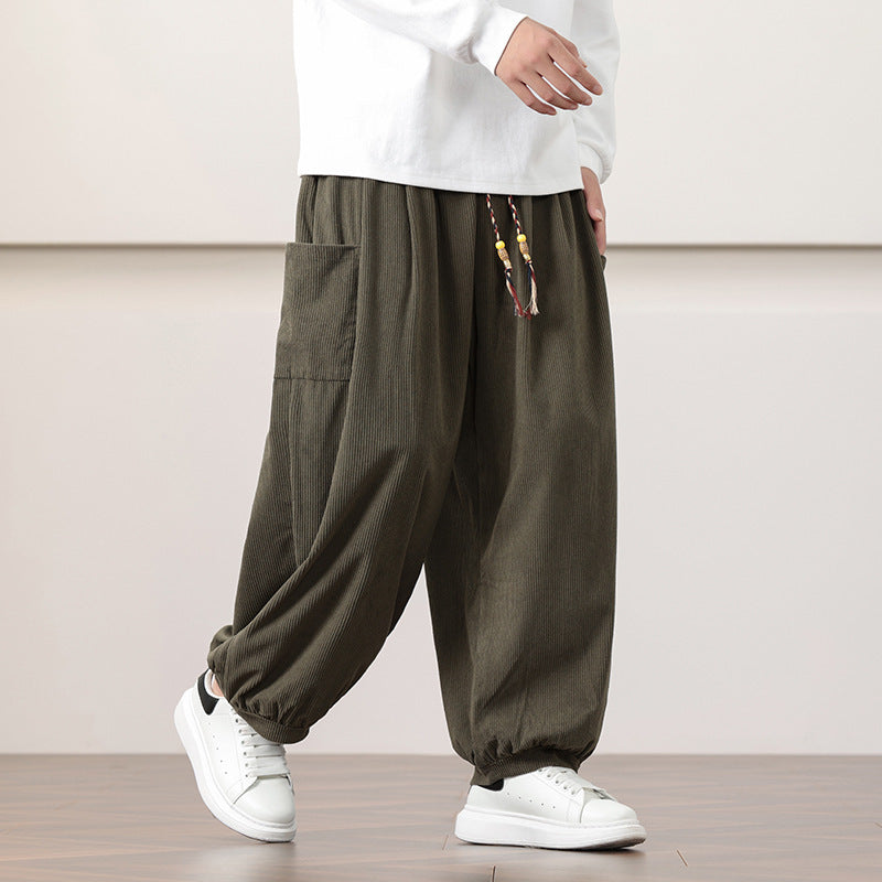 Pantalon Sarouel Velours Côtelé – Style Chinois Automne