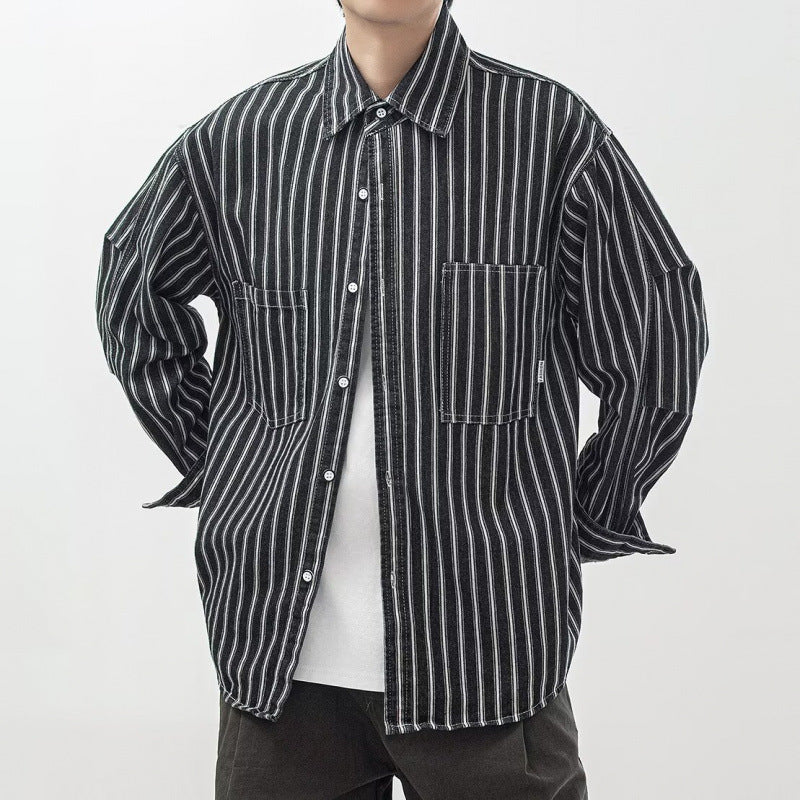 Chemise Rayures Verticales – Style Workwear Vintage Américain