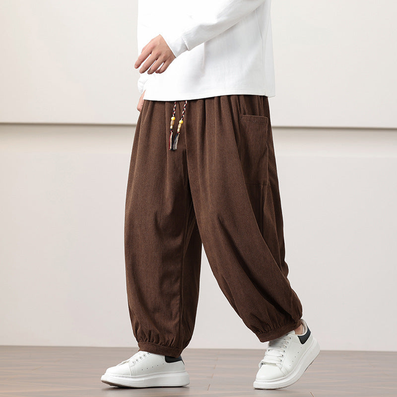 Pantalon Sarouel Velours Côtelé – Style Chinois Automne