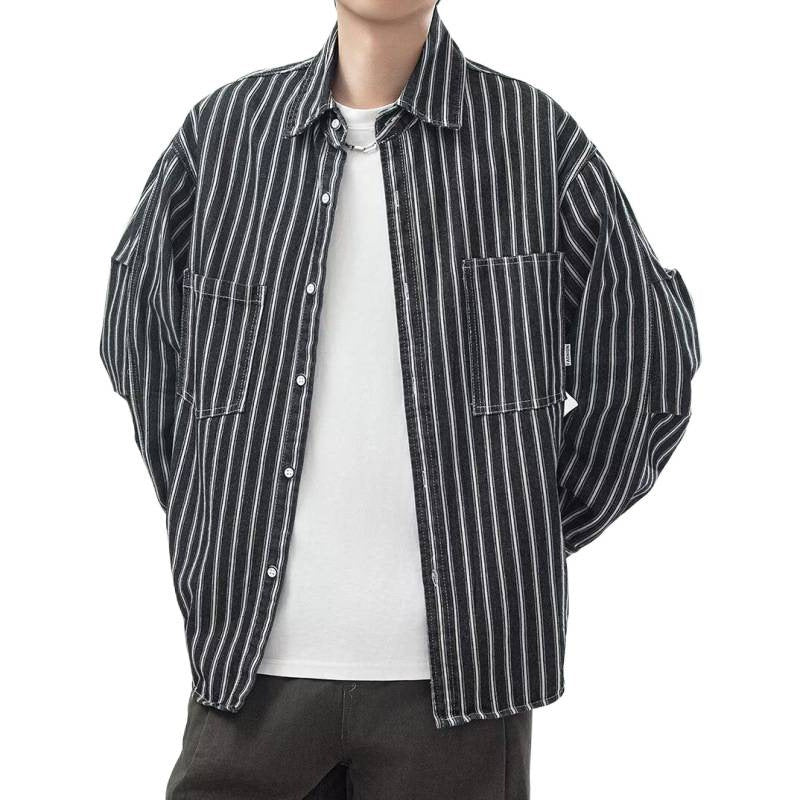 Chemise Rayures Verticales – Style Workwear Vintage Américain