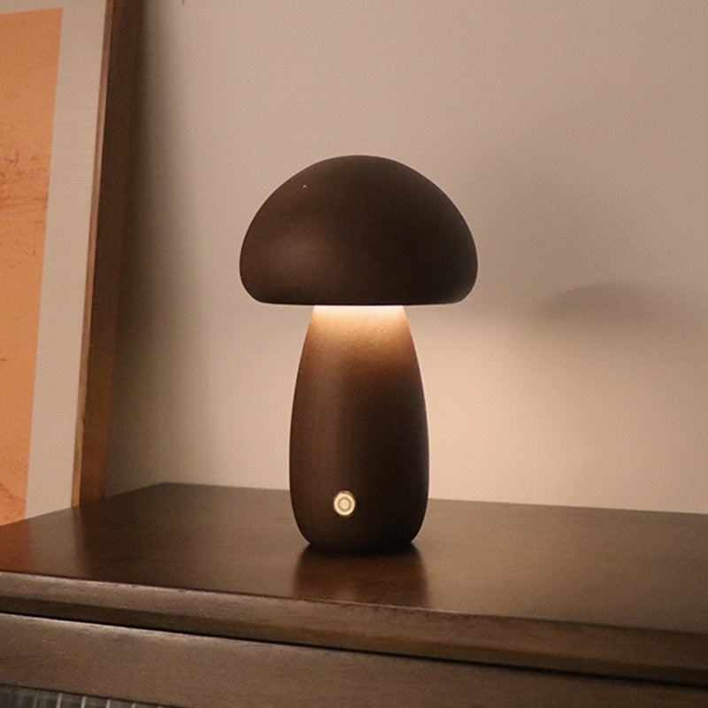 Veilleuse LED champignon en bois