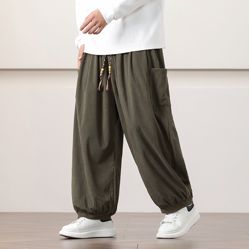 Pantalon Sarouel Velours Côtelé – Style Chinois Automne