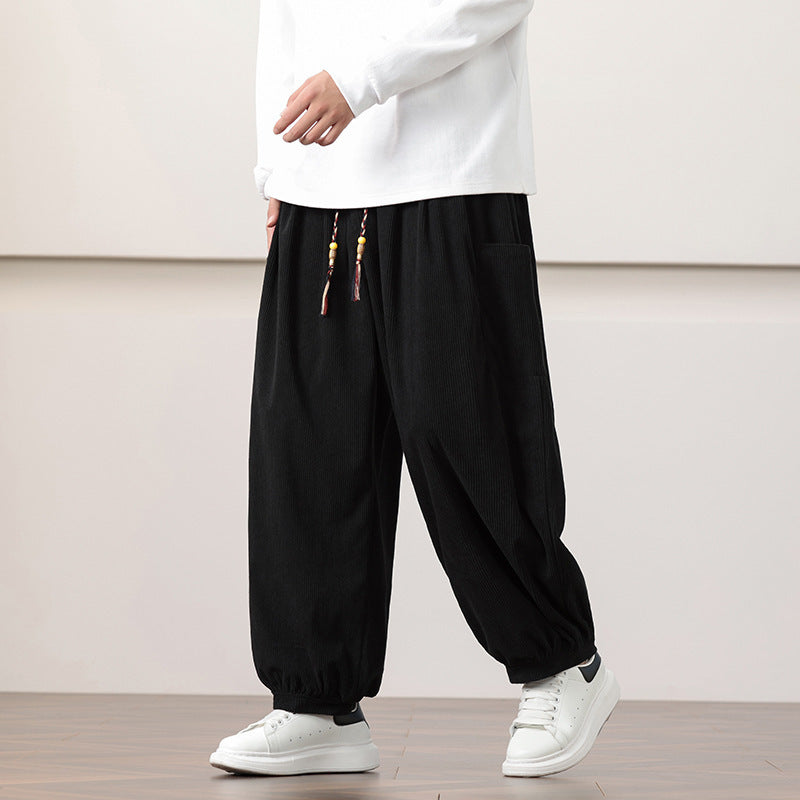 Pantalon Sarouel Velours Côtelé – Style Chinois Automne