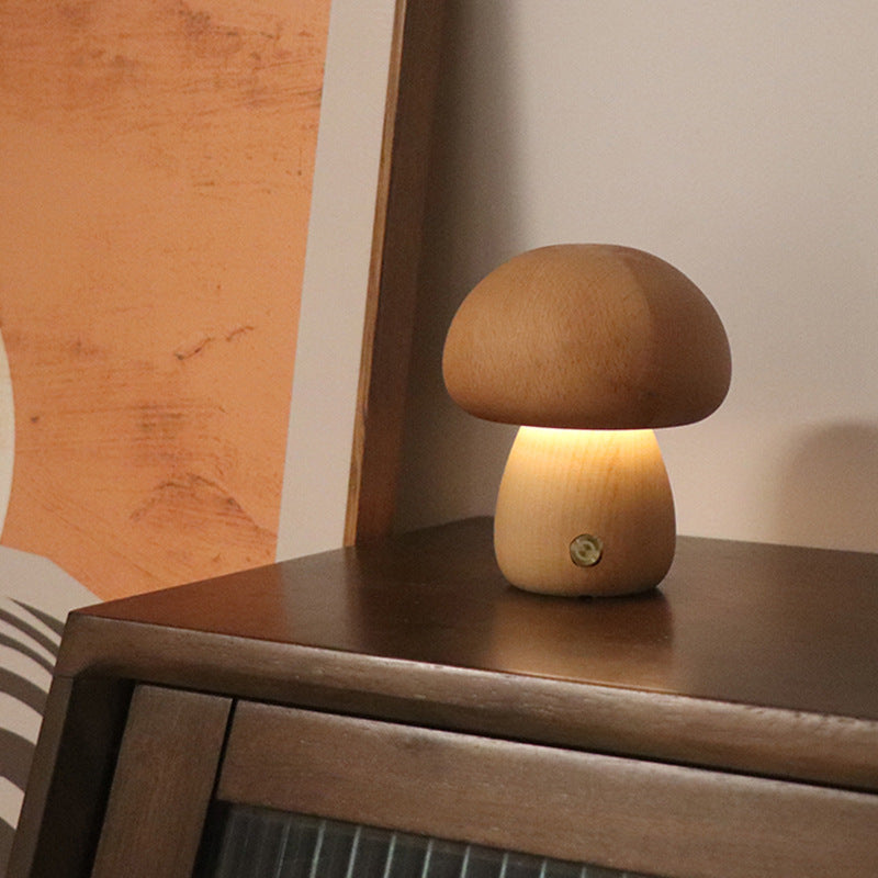 Veilleuse LED champignon en bois