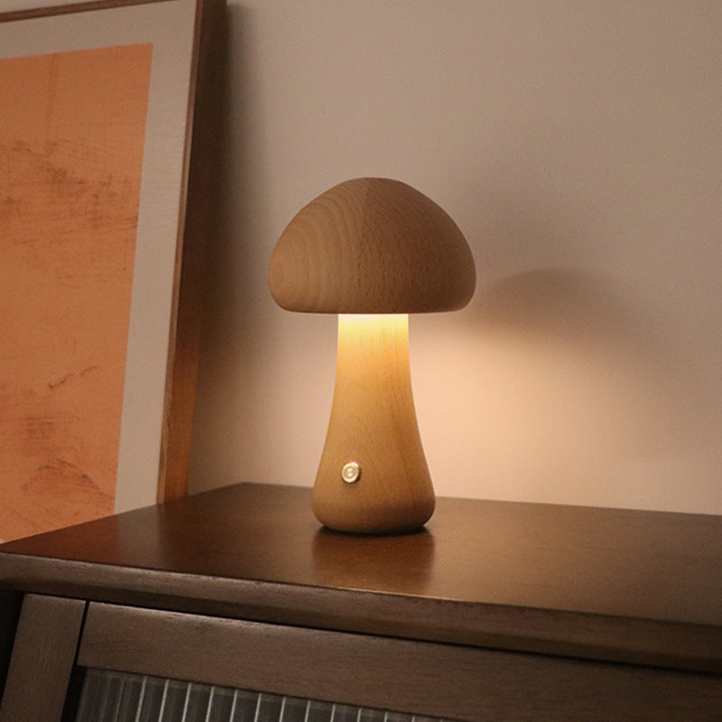 Veilleuse LED champignon en bois
